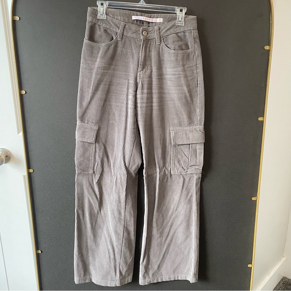 Tinseltown Gray/Purple Corduroy Cargo Pants Size 5